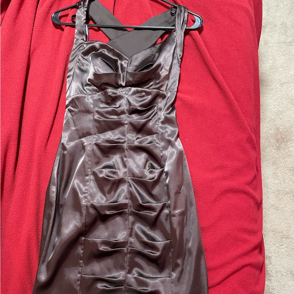 Brown satin dress